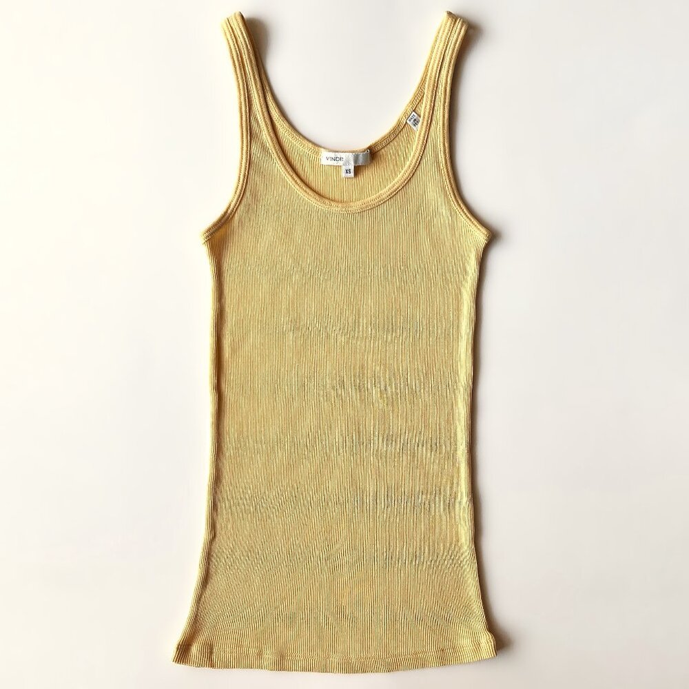 VINCE Yellow Tank Top 100% Cotton Rib Knit, size X-Small